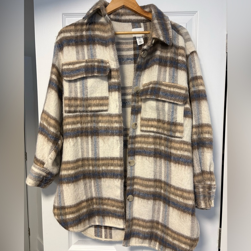 H&M Plaid Wool Blend Shacket